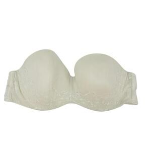 Victoria's Secret Body by White Strapless Bra Lace Accent 36D
